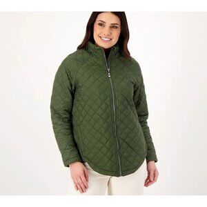 Belle By Kim Gravel Quilted Zip Front Jacket Size XXS Olive Green A550652
